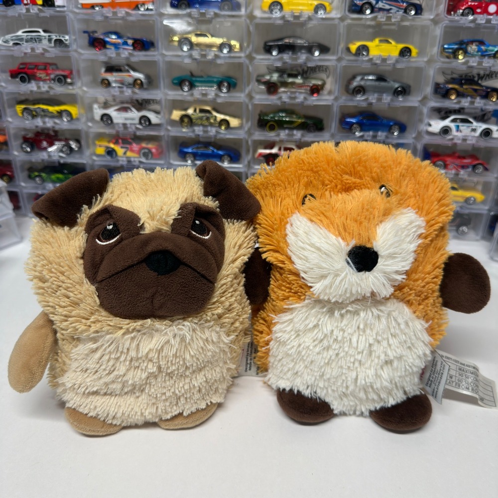 Warmies Hooty Pug and Fox Microwaveable Lavender Scented Plush Lot of 2